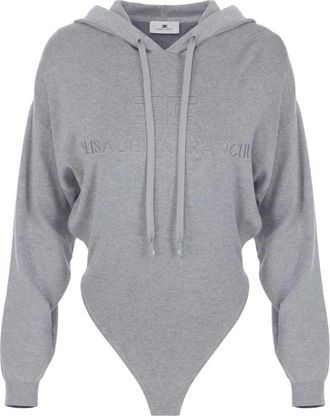 Elisabetta Franchi Hooded Knit Bodysuit - Dames - Bodies - Grijs - XS - Tops