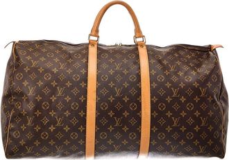 Louis Vuitton Brown Monogram Coated Canvas Keepall 60 (Authentic Pre-Loved)