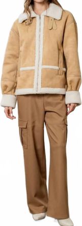 Moon River Fur Moto Jacket In Yellow