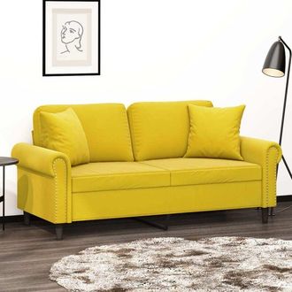 vidaXL Sof&aacute; De 2 Plazas Con Cojines Terciopelo Amarillo 140 Cm Vidaxl