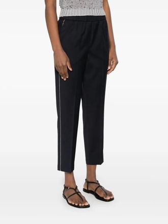 PESERICO Womens Beaded Trim-Detail Trousers Navy Ss25 W