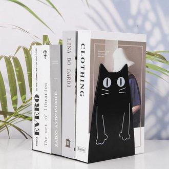 OEM Bonitos Sujetalibros Met&aacute;licos Con Forma De Gato, Juego De 2 Sujetalibros Met&aacute;licos Grandes Y Resistentes Para La Oficina Y La Estanter&iacute;a