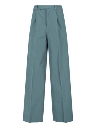 Jil Sander Blue Mid-Rise Straight-Leg Cotton Trousers