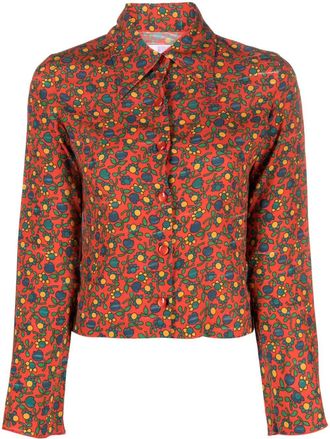 ERL Womens Printed Crepe Blouse Woven