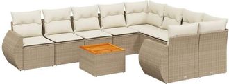 vidaXL Juego De Sof&aacute;s Jard&iacute;n Con Cojines Beige 10 Pzas Rat&aacute;n Sint&eacute;tico Vidaxl