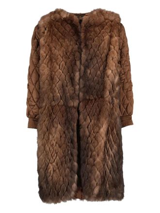 Fendi shearling quilted coat - Brown