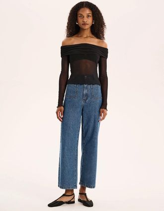 Omnes Womens Orielle Cropped Jean in Mid Wash - Blue - Size: 18