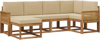 vidaXL Conjunto De Sof&aacute;s De Exterior 6 Uds. Natural Y Beige Poli&eacute;ster Vidaxl