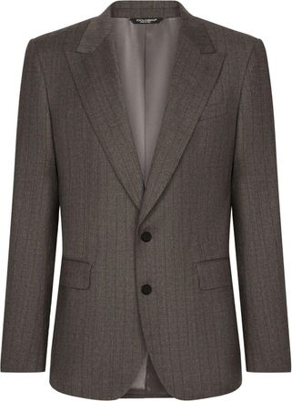 Dolce & Gabbana pinstripe single-breasted jacket - men - Wool/Spandex/Elastane - 46 - Grey