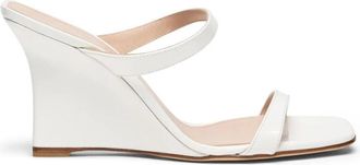 Stuart Weitzman Vinnie Wedge Slide 85 - Dames - Sleehakken - Wit - 40 1/2 EU - Leer - Schoenen