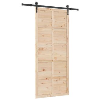 vidaXL Puerta Corredera Natural 80 X 208 Cm Madera De Pino Maciza Vidaxl