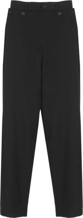 Yohji Yamamoto Broeken, Dames, Zwart, S, Wol, Zwarte wollen broek met zakken