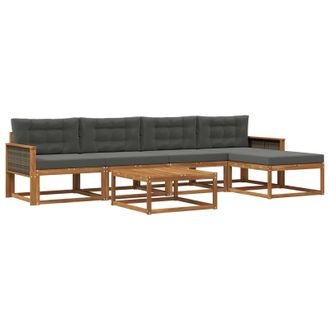vidaXL Conjunto De Sof&aacute;s De Exterior 6 Pcs Natural Y Antracita Vidaxl