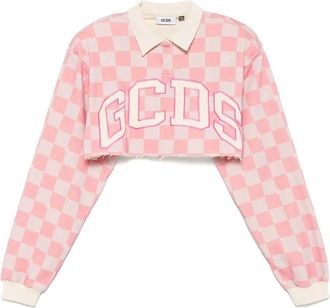 GCDS Cropped polotop met logoprint - Roze
