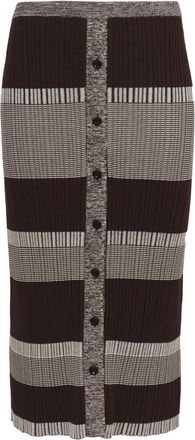 Proenza Schouler striped midi skirt - women - Silk/Cotton/other fibers - M - Brown