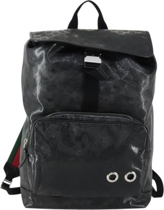 Gucci Buckle Backpack Gg Imprime Black Canvas Backpack Bag (Pre-Owned)
