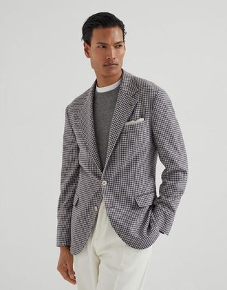 Brunello Cucinelli Mens Panama Radicchio Wool Silk Blend Blazer, Size 46