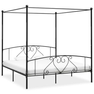 Berkfield Home Canopy Bed Frame Black Metal 200x200 cm
