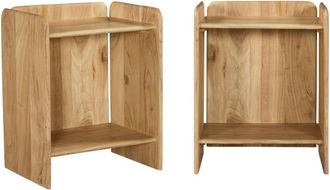 Sweeek Mesita de noche ex&oacute;tica de madera de acacia 2 niveles, set de 2