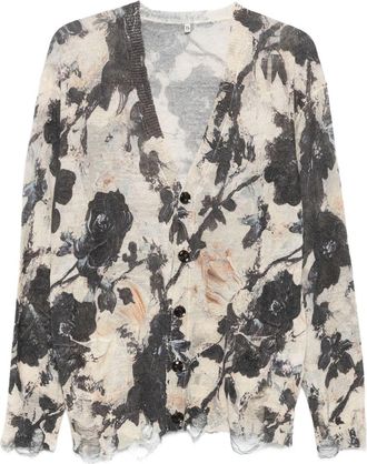 R13 Floral-Print Cardigan - Womens - Linen/Flax