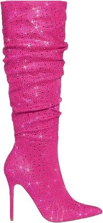 Generic Womens Glitter Suede Pointed Toe Rhinestone Long Boots Thin Heel Party Knee-High Boots