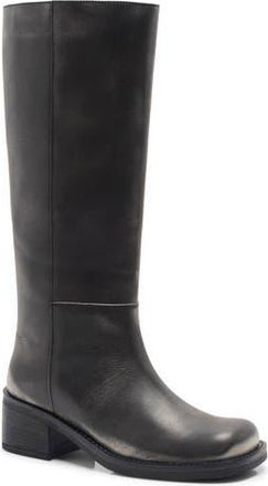 Free People Dana Knee High Riding Boot in Black Distressed Leather at Nordstrom Rack, Size 7.5