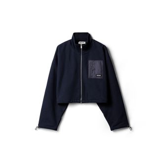 Miu Miu Zippered Fleece Jacket, Woman, Navy, Size XS