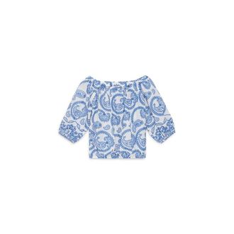 Maliparmi Blouses, female, Blue, Size: XL Broderie Anglaise Shirt