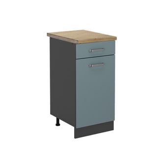 Vicco Mueble Bajo De Cocina R-line, Gris Azulado, 40 Cm, Et Roble