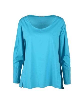 Homeward Clothes Light Blue Relaxed Fit Cotton-Blend Blouse