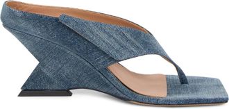 The Attico Cheope Wedge Teenslippers - Dames - Muiltjes - Blauw - 38 EU - Katoen - Schoenen