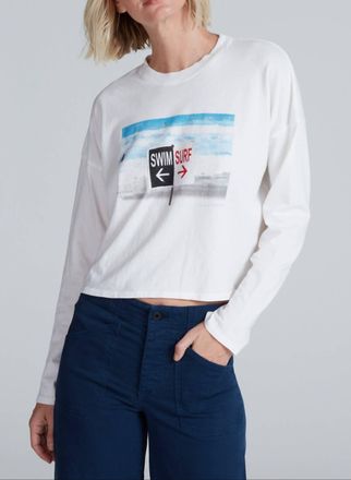 ASKK NY Cropped Long Sleeve Tee In Swim Surf