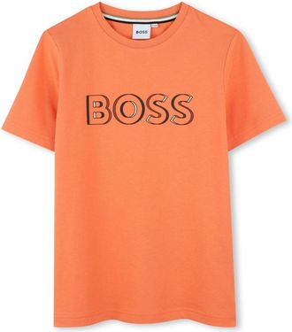 BOSS Kidswear logo-print cotton T-shirt - kids - Cotton - 12 - Orange