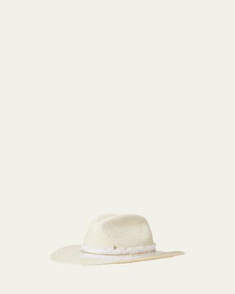 Maison Michel Austin Denim Strass Straw Cowboy Hat