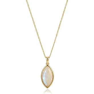 st. Moran Marquise Moonstone Pendant Necklace in White/gold at Nordstrom