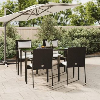 vidaXL Vidaxl - Set De Muebles Jard&iacute;n 5 Pzas Con Cojines Rat&aacute;n Sint&eacute;tico Negro