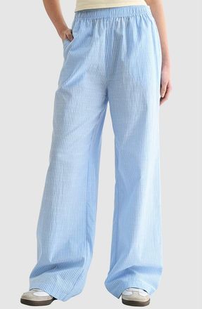 Lush Stripe Wide Leg Pull-On Pants in Light Blue at Nordstrom Rack, Size X-Small