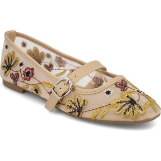 Mia Bluet Embroidered Mesh Mary Jane Flat in Pink/Black at Nordstrom Rack, Size 8.5