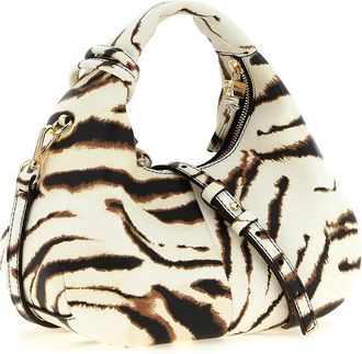Ganni Womens Mini Hobo Bag Zebra Egret Polyurethane Handbags Hand