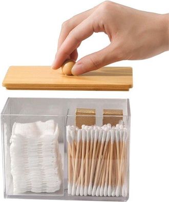 No Brand Organizador De Ba&ntilde;o Transparente - Caja De Almacenamiento Multifuncional - Compacto Y Elegante - Ahorra Espacio - Ideal Para Bastoncillos De Algod&oacute;n -