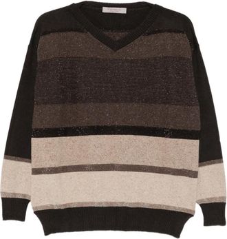 D.exterior Maglione con Glitter e Righe - - Knitwear - Donna - Marrone - S