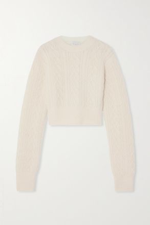 Dries Van Noten Pullover Cropped In Misto Alpaca A Trecce - Ecru