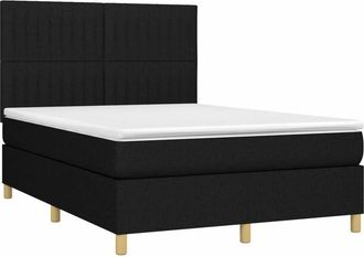 vidaXL Vidaxl - Cama Box Spring Colch&oacute;n Y Luces Led Tela Negro 140x190 Cm