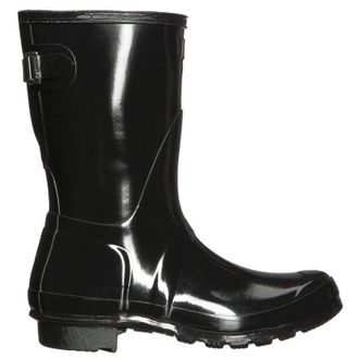 Hunter Original Back Adjustable Short Gloss Rubber Womens Wellingtons Boots - Black - Size:UK 6