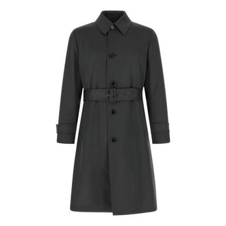 Lardini Jassen, Heren, Grijs, 2Xl, Wol, Geknoopte trenchcoat