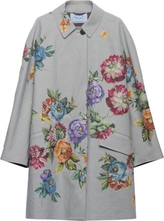 Prada Printed Single-Breasted Coat - Womens - Cotton