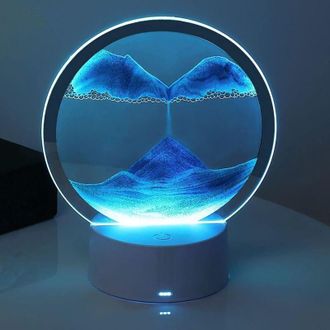 OEM Veilleuse Sablier - Lampe Table Sable Mobile 360&deg; - 7 Modos Led Rgb - Alimentaci&oacute;n Usb O Pilas Aa - Vidrio Templado Y Marco Met&aacute;lico - 1 Unidad