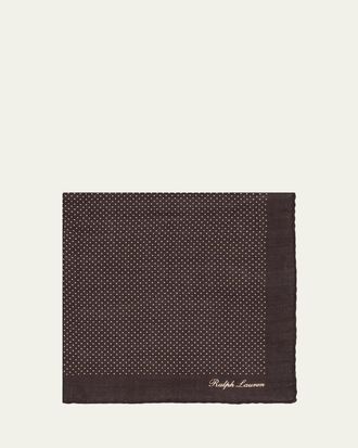 Ralph Lauren Purple Label Mens Silk Polka Dot Logo Pocket Square