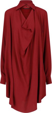 Vivienne Westwood Bordeaux Square Drape Panel Asymmetrical Viscose Midi Dress