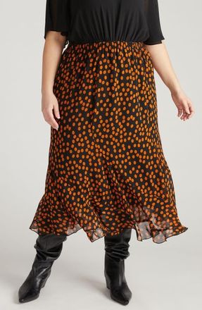 Universal Standard Navarate Maxi Skirt in Black/Orange Dot at Nordstrom, Size Xl